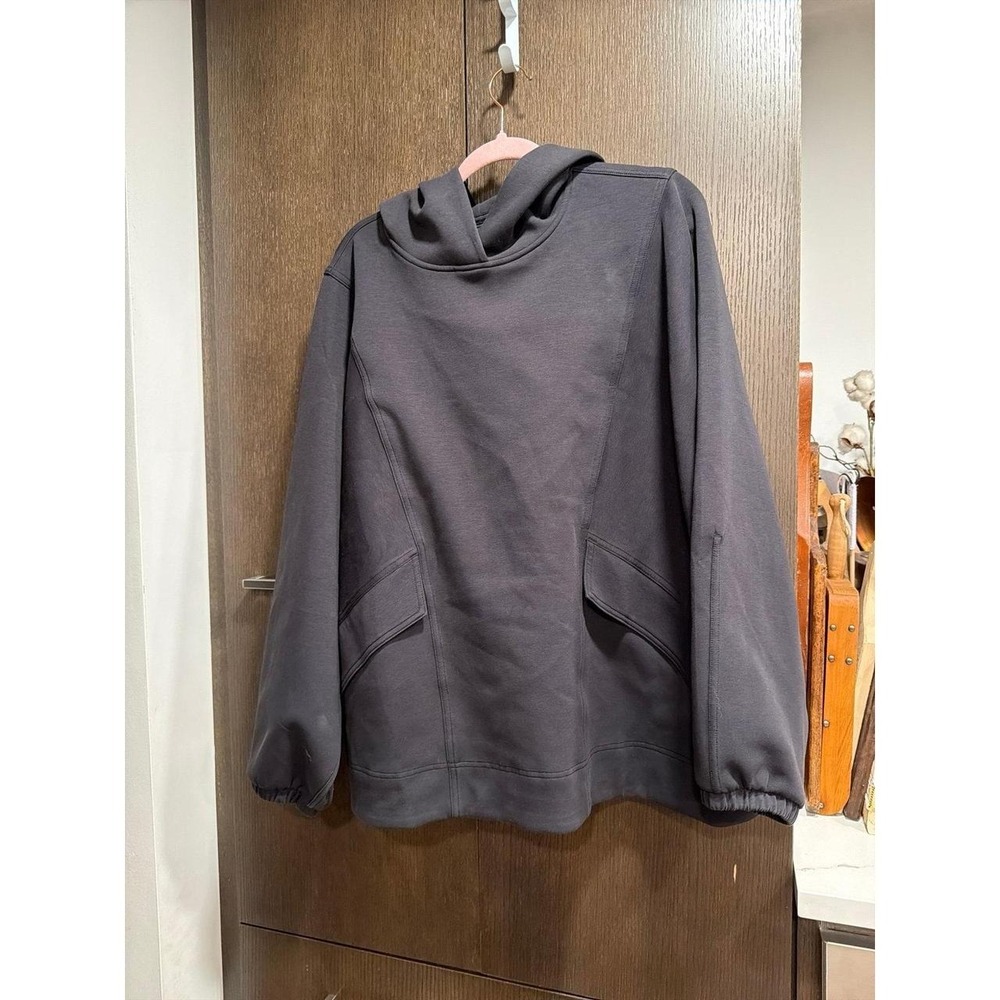 Lululemon Cotton-Blend Double-Knit Oversized Hoodie in a dark charcoal XL